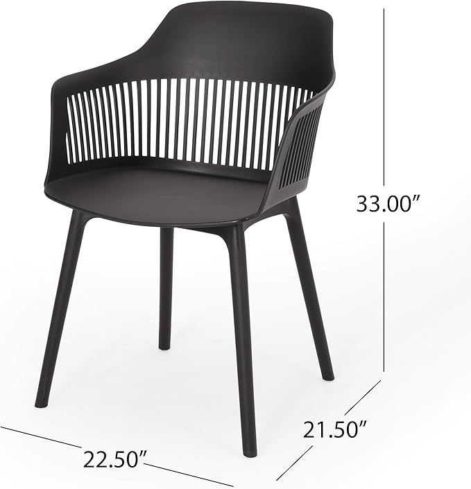 Christopher Knight Home Polypropylene Ladonna Outdoor Dining Chair (Set of 2), Black