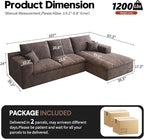 107'' L-Shaped Modern Modular Sectional Cloud Couch, 4-Seat Chenille Deep-Seat Sofa with Pillow for Living Room, Bedroom, Apartment, Camel