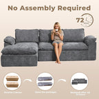 Modular Sectional Sofa, 107.5" L-Shaped Boneless Couch with Deep Seat, Modern Minimalist Upholstered Cloud Sectional Couch for Living Room Bedroom, No Assembly Required, Dark Gray Chenille
