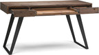 SIMPLIHOME Lowry Desk - 54-Inch Wide Solid Acacia Wood and Metal Writing Desk in Rustic Natural Aged Brown, Modern Industrial Home Office Computer Table with 2 Drawers and Flip-Down Keyboard Tray