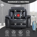 CANMOV 50" Wide Oversized Recliner, Faux Leather Power Lift Recliner Chair, Extra Large Lift Chair with Massage and Heat, Stand Up Recliner for Elderly Big and Tall,Black