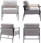 LukeAlon Mid Century Chenille Accent Chairs Set of 2, Ultra Soft Living Room Chairs with Metal Legs Modern Armchairs Upholstered Lounge Leisure Chairs for Bedroom Reception Area, Grey