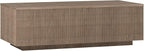 Henn&Hart 48" Fluted Rectangular Low-Profile Coffee Table for Living Room, Family Room, or Office, Antiqued Gray Oak