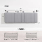UEV King Headboard Only, Wall Mounted Hanging Upholstered Bed Head Board, Modern Vertical Channel Design of Fine Linen, Elegant Grey Fluted Headboard for Bedroom (Grey, King Size)