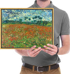 Wieco Art Framed Art Poppy Field June 1890 Canvas Print of Vincent Van Gogh Oil Paintings Reproduction Abstract Wall Art for Home Decorations Bronze Gold Frame