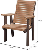 DutchCrafters Modern Horizontal Slat High Back Poly Outdoor Patio Chair (Tudor Brown & Cedar)