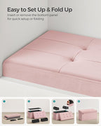 SONGMICS Mazie Collection - Storage Ottoman Bench, Foldable Foot Rest, 15 x 30 x 15 Inches, End of Bed Bench, Storage Chest, Load 660 lb, Living Room, Bedroom, Entryway, Jelly Pink ULSF247R01