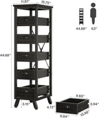 Tribesigns Black Wood Fruit and Vegetable Storage Rack Set of 2, 5-Tier Narrow Snack Stand Kitchen Stand Fruit Basket, Pull-Out Utility Organizer for Kitchen, Living Room