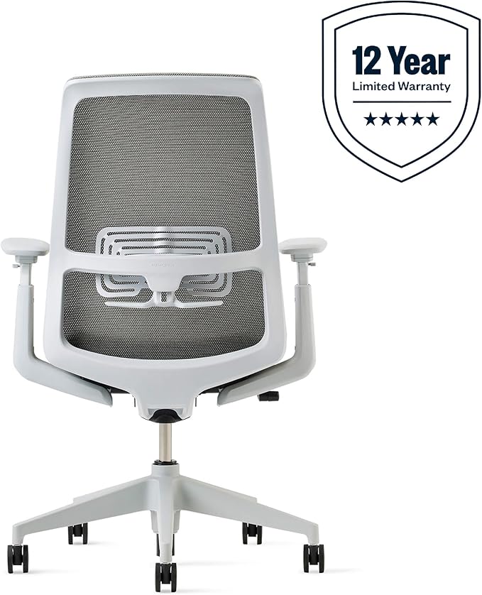 Haworth Soji Office Chair with Ergonomic Adjustments and Lumbar Support, Flexible Mesh Back (Stone)