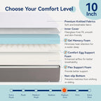 Amazon Basics Memory Foam Mattress, Medium Firm, 10 Inch, King, White/Grey