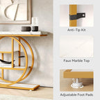 LITTLE TREE Console Table, 4-Tier Entryway Table Behind Couch Table, 41.3-Inch Modern Sofa Table for Living Room, Foyer Hallway Table for Entrance, White and Gold