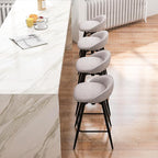 COSTWAY Bar Stools Set of 4, 25" Upholstered Counter Height 360° Swivel Bar Stools w/Backrest & Footrest, Heavy-Duty Metal Frame Armless Breakfast Chairs for Kitchen, Living Room (Set of 4,Grey)