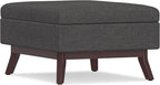SIMPLIHOME Owen 34 inch Wide Mid Century Modern Rectangle Coffee Table Storage Ottoman in Slate Grey Linen Look Fabric, Assembled, For the Living Room, Entryway and Family Room
