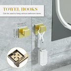 Bathroom Accessory Towel Bar Set: 10 Pieces Gold Square Bathroom Hardware SUS304 Stainless Steel - 24 Inch Wall Mounted Towel Rack&Toilet Paper Holder&Towel Ring and Towel Hook