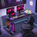 farexon Electric Standing Desk Adjustable Height, 55 x 24 Inch Stand up Desk with Large Mouse Pad, Rolling Wheels & Foot Pad,27''-46'' Lifting Range Home Office Computer Desk(Black)