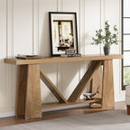 Tribesigns 70.9-Inch Extra Long Console Table for Entryway, 2-Tier Farmhouse Sofa Table with Storage, Wooden Narrow Behind Couch Table for Living Room, Hallway, Foyer