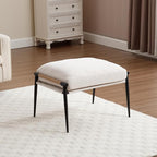 HEAH-YO Modern Footstool Ottoman Set of 1, Upholstered Chenille Fabric Footrest Ottoman with Metal Legs, Small Footrest Extra Seating for Living Room Entryway, Beige