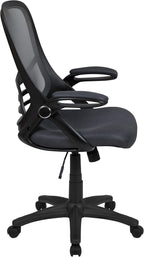 Flash Furniture Porter High-Back Swivel Office Chair with Adjustable Lumbar Support and Seat Height, Ergonomic Mesh Desk Chair with Flip-Up Armrests, Black