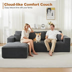 106" Cloud Modular Sectional Sofa Couch with L-Shape Chaise,Modern Boneless Sectional Couch with Deep Seat,Upholstered Couches for Living Room Bedroom,No Assembly Required,Dark Grey