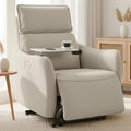 FLEXISPOT Lune Genuine Leather Power Recliner Chair with Tray Table & Adjustable Headrest, Real Leather Electric Recliner with USB & Type-C Charging Ports, Luxury Single Sofa for Living Room, Ceramic