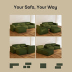 Marsail Modular Sectional Sofa, 142" U-Shaped Modular Sectional Couch with Deep Seat, Freely Combinable Sectional Clound Sofa for Living Room, No Assembly, Plush Corduroy Fabric, Green