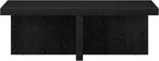 Henn&Hart 44" Fluted Rectangular Wood Pedestal Low-Profile Coffee Table for Living Room, Family Room or Office, Black Grain