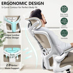 FelixKing Ergonomic Office Desk Chair with Headrest, Wheels, Adjustable Lumbar Support and Height, Swivel Comfy Task Chair with Flip-up Armrests, Ergo Mesh Backrest for Working (Khaki)