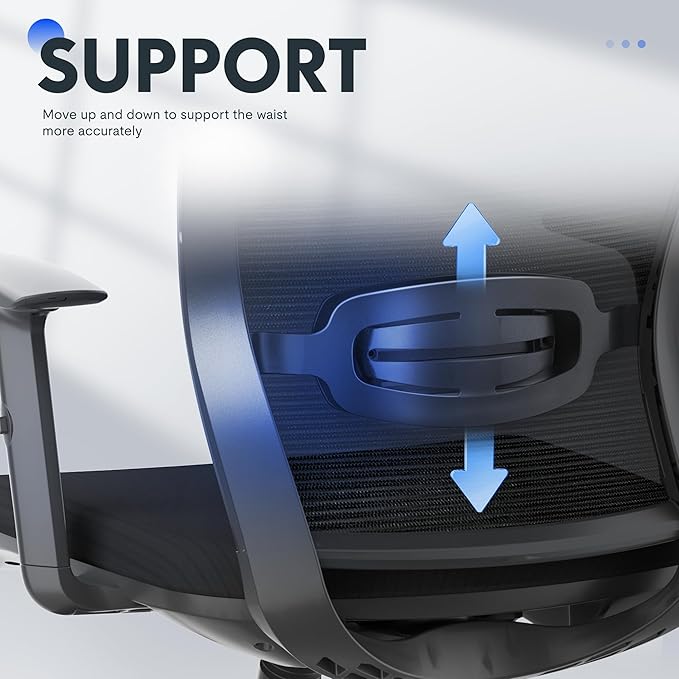 FLEXISPOT OC3 Cloud Ergonomic Office Chair with Footrest, Mesh Back Computer Chair, Home Office Desk Chairs, with Adjustable Lumbar Support/3D Headrest/Reliable Base, Elastic Foam Seat, Black, Cloud-F