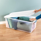 Sterilite 16-Pack Latching Box, Under Bed Storage Bins with Lids, Clear Plastic, 106 Quart - Heavy-Duty Organizing Containers for Closet, Bathroom, and Office