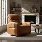 CHITA Faux Leather Power Recliner Chair, Swivel Glider Recliner for Adults, Nursery Rocking Chair with USB & Type-C Charging for Living Room, Bedroom, Camel