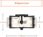 Bofea-Industrial Flush Mount Ceiling Light, Black Circular 4-Lights Farmhouse Hallway Light Fixture, Water Ripple Flush Mount Fixture Perfect for Kitchen Island,Dining Room and Hallway.