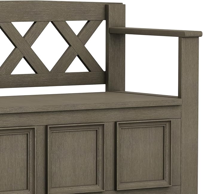 SIMPLIHOME Amherst Entryway Storage Bench - 48 inch Wide Solid Wood Hallway Seat in Farmhouse Grey, Transitional Bench for Entryway or Living Room with Lift-Up Lid and Spacious Storage