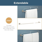 Franklin Brass Nash 4-Piece Bathroom Set Satin Gold 18" Towel Bar Rack w/ 6" Extender, Toilet Paper Holder, Hand Towel Holder, Hook | Bathroom Accessory Set Towel Holder Hardware NASH64-SG