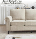 Kingfun 3 Seater Couch with Chair, Mid Century Modern Sofa Set with Rolled Arms and Deep Seats, Fluffy Comfort for Living Room, Apartment, Easy Assembly, Khaki