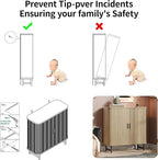 Maupvit Shoe Storage Cabinet with Smooth Fluted Sliding Doors, 5-Tier Shoe Cabinet Storage for Entryway, Narrow Hidden Shoe Rack for Front Door Entrance, Metal Handles and Legs, Natural