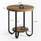 Tribesigns Round End Table with 2-Tier Storage Shelf, Industrial Side Table with Curved Metal Legs, Wood-Grain Accent Coffee Side Stand, Small Nightstand for Living Room, Bedroom, Office, Bathroom