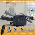 PARKOL Dual Motor Power Lift Recliner Chair for Elderly, 180-Degree Infinite Position Lay Flat Leather Recliner Chairs, with Massage and Heating, USB & Type-C Port and Remote (Dark Blue, Medium)