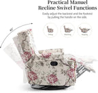 Lumibee Recliner Chairs Set of 2, 360° Swivel Rocker Recliner Chair with Footrest High Back, Comfy Upholstered Glider Rocking Chair for Living Room Bedroom (Plants Floral)