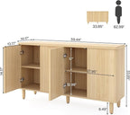 Tribesigns Buffet Cabinet Sideboard with Storage, Large Storage Cabinet Sideboard Buffet Table with Doors for Living Room Kitchen Dining Room (Light Brown)