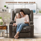 HUSFU Power Lift Recliner Chairs for Elderly with Massage and Heat, Extra Wide Oversized Recliners, Breathable Leather Lift Chairs w/Cup Holders, USB & Type-C Ports, Grey