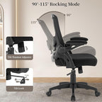 Office Chair Ergonomic, Comfy Desk Chair with Flip up Arms, Mesh Computer Chair with Adjustable Lumbar Support, Home Office Chairs 300 Lbs Capacity