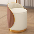 Swivel Round Vanity Stool - with Back Modern Comfy Vanity Chair/upholstered Ottoman Living Room Bedroom Makeup Chair,Brown