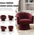 Swivel Accent Chair Set of 2, Upholstered Velvet 360° Swivel Barrel Chair for Living Room Overstuffed Bouncle Reading Chair Round Armchair for Bedroom,Vanity,Office (Red)