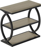Tribesigns End Table, Narrow 3-Tier End Table for Living Room, Industrial Wooden Side Table with Metal Frame, Small Bedside Nightstand for Bedroom, Small Spaces, Grey