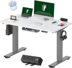 FLEXISPOT EN2 Whole-Piece Standing Desk with Clamp Power Strip, 48 x 24'' Electric Stand Up Height Adjustable Desk with Cable Management (Gray Frame + 48" White Desktop, 2 Packages)