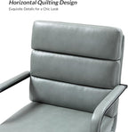 HULALA HOME Modern Faux Leather Home Office Chair with Tilt Lock & Metal Base, Desk Chair with Wheels & Padded Cushion, 360° Swivel Wide Seat Computer Task Chair, Sage