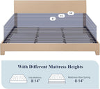Allewie King Size Bed Frame with Adjustable Headboard, Upholstered Platform Bed with Wood Slats, Heavy Duty Mattress Foundation, No Box Spring Needed, Noise-Free, Easy Assembly, Beige