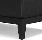 SIMPLIHOME Oregon 42 inch Wide Transitional Rectangle Storage Ottoman Bench with Tray in Distressed Black Vegan Faux Leather, Assembled, For the Living Room, Entryway and Family Room