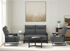 Modular Cloud Sectional Couches for Living Room, Faux Leather Loveseat & Accent Chairs Set of 2, Upholstered Sectional Sofa Set for Office, Gray