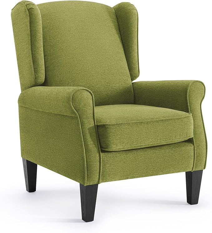 Accent Chair for Living Room, High Back Reading Armchairs with Removable Seat Cushion, Mid-Century Green Single Couch in Fabric, Modern Ergonomic Wingback Chair for Bedroom,Club, Balcony